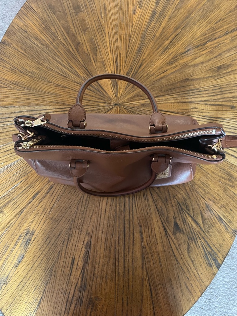 Ralph Lauren Cognac Leather Satchel with Gold Hardware - Picture 15 of 16